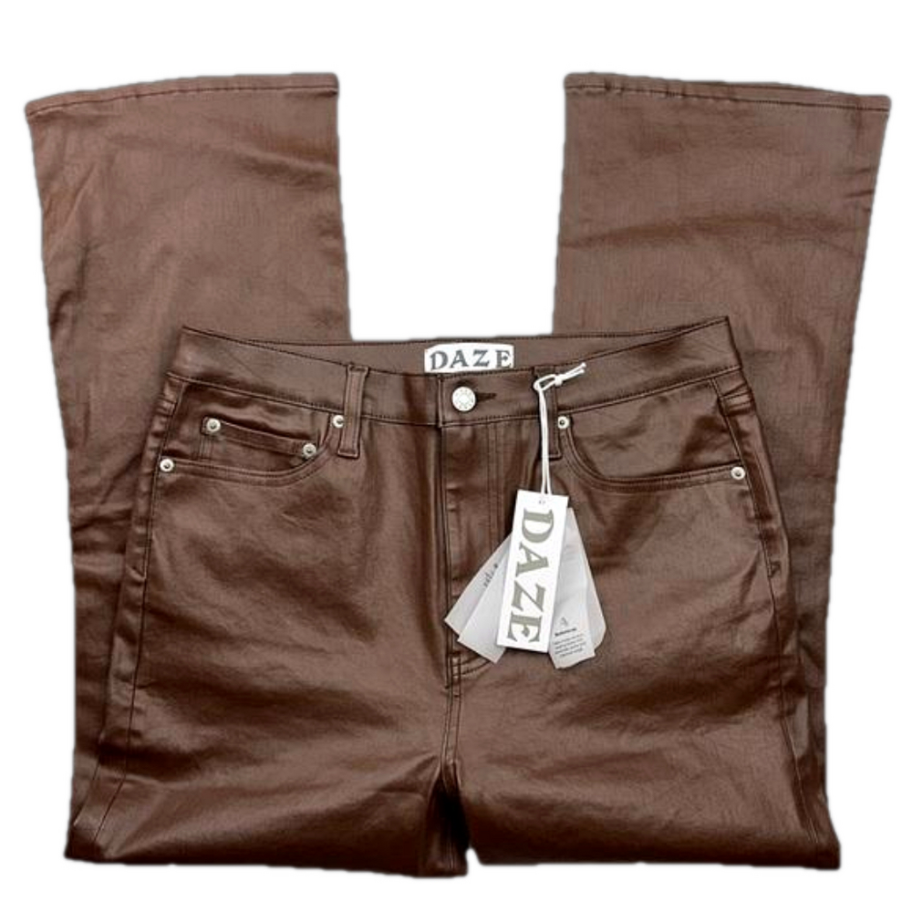 DAZE Sundaze coated jeans women’s size 31 high waisted, coated espresso NWT - Picture 3 of 16